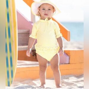 Ruffle Butts Banana Yellow
Seersucker Ruffled Rash
Guard 2 piece NWT